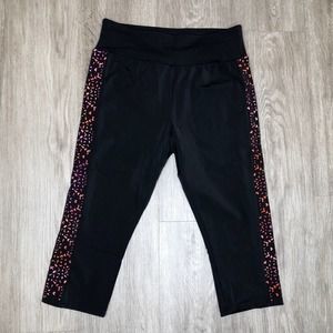 Swimsuits For All Women's Black/Pink Lazer Cut Out Sides Swim Capris sz 10